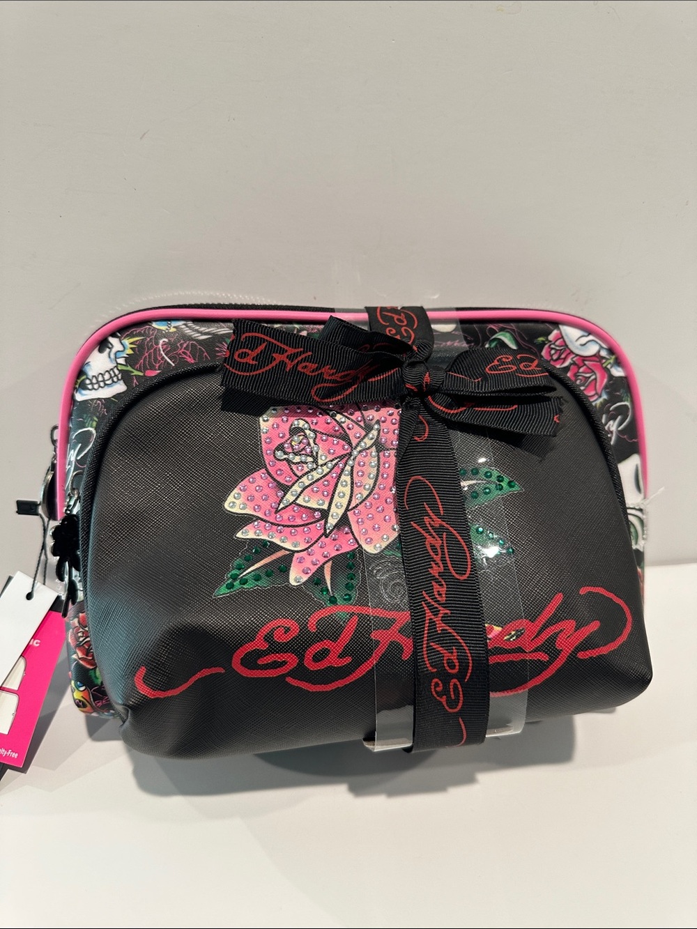 NWT Ed Hardy (2) piece Classic Rose Cosmetics bag Set.